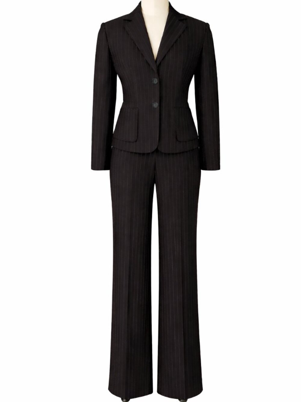 💋 DKNYC Power Suit | Midnight Navy-Black Dotted Pinstripe | Size 4 | Mint Cond.